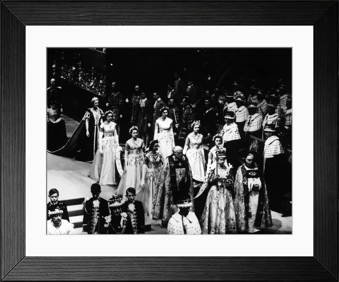 Framed Print : Queen Elizabeth II Coronation at Westminster Abbey wearing the Imperial crown Framed Print : Queen Elizabeth II Coronation at Westminster Abbey wearing the Imperial crown
