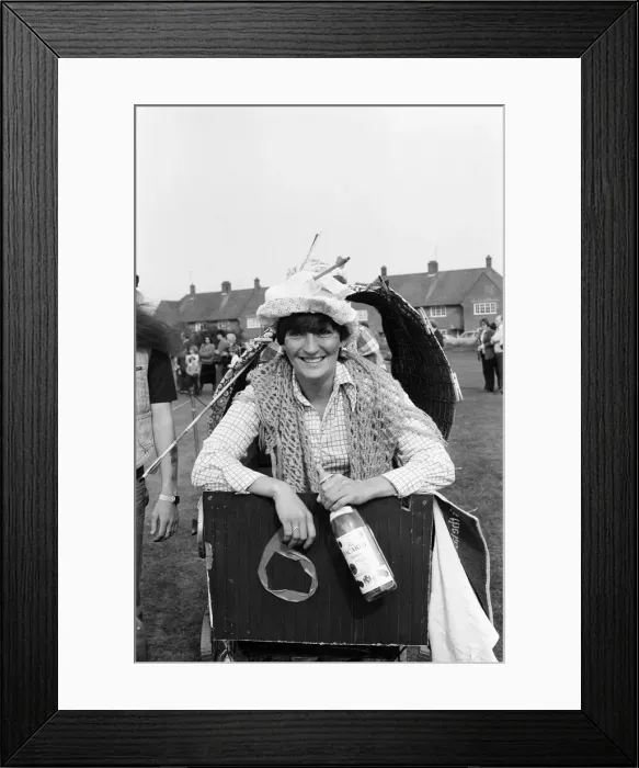 Framed Print : Sponsored Pram Race, Theale, West Berkshire, England, October 1980 Framed Print : Sponsored Pram Race, Theale, West Berkshire, England, October 1980