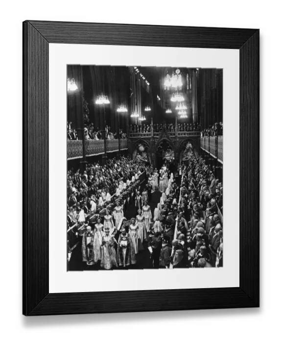 Framed Print : Queen Elizabeth II The Coronation 1953 leaving Westminster Abbey walking down Framed Print : Queen Elizabeth II The Coronation 1953 leaving Westminster Abbey walking down