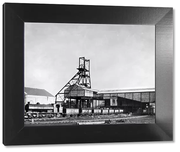 Up-to-date methods in coal mining are portrayed by this picture of a modern pit-head at