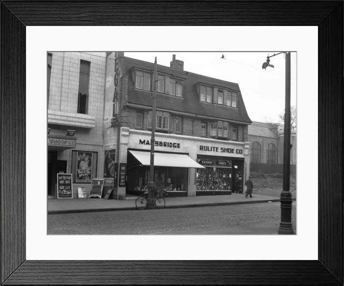 Framed Print : Uxbridge, High Street, shops to right of Regal Cinema( Mansbridge and Rulite Framed Print : Uxbridge, High Street, shops to right of Regal Cinema( Mansbridge and Rulite