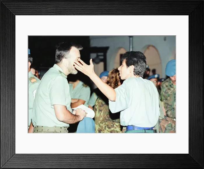Framed Print : Sally Becker, British Aid Worker pictured August 1993. Returns to Mostar Framed Print : Sally Becker, British Aid Worker pictured August 1993. Returns to Mostar