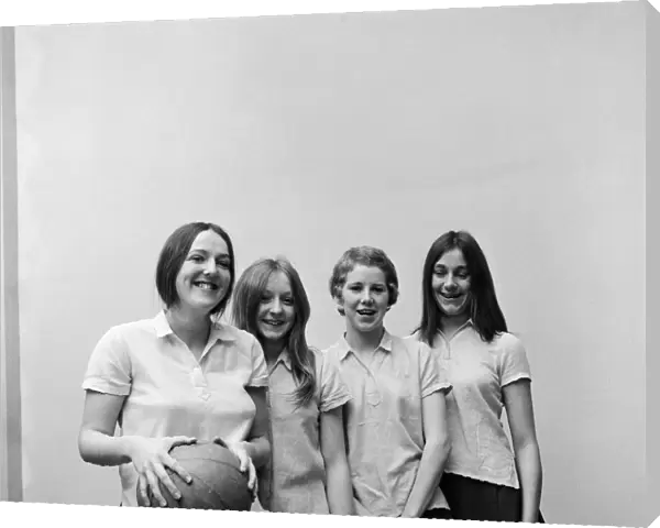 Four schoolgirls who have been selected for England Basketball, Teesside. 1971