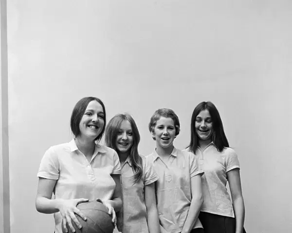 Four schoolgirls who have been selected for England Basketball, Teesside. 1971