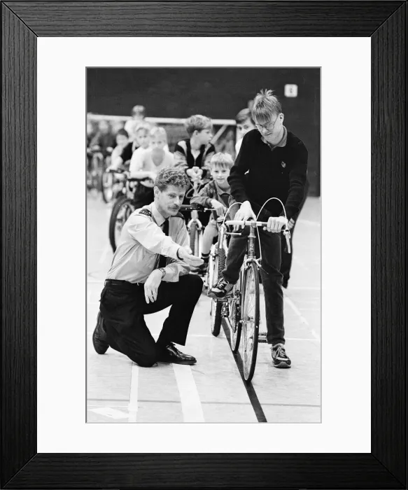 Framed Print : Young cyclists went through their paces during a safer cycling course at Huddersfield Framed Print : Young cyclists went through their paces during a safer cycling course at Huddersfield