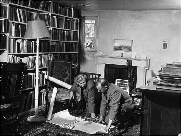 British author Agatha Christie with her husband Professor Max Mallowan at their home at