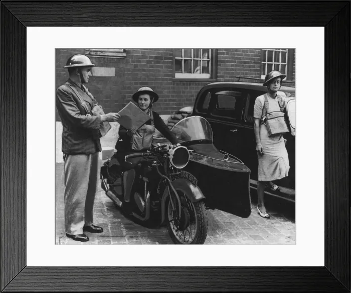 Framed Print : Volunteer women messengers take an active part in the working of the Auxiliary Fire Framed Print : Volunteer women messengers take an active part in the working of the Auxiliary Fire