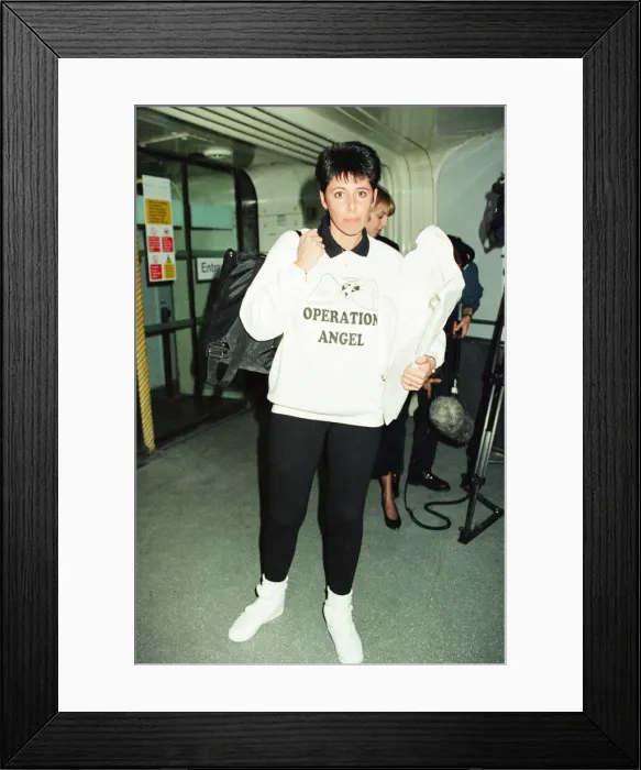 Framed Print : Sally Becker, British Aid Worker and Heroine, pictured at London Heathrow Airport Framed Print : Sally Becker, British Aid Worker and Heroine, pictured at London Heathrow Airport