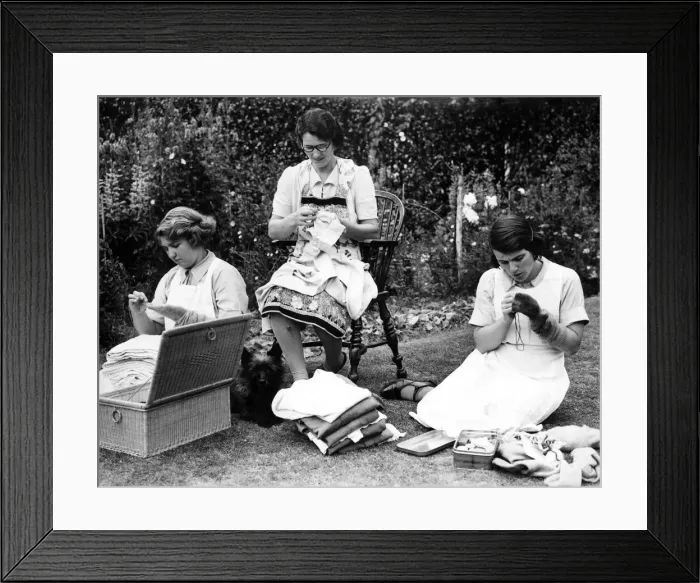 Framed Print : In the centre is Mrs Allister, with her two assistants, Miss Mary Brown (left Framed Print : In the centre is Mrs Allister, with her two assistants, Miss Mary Brown (left