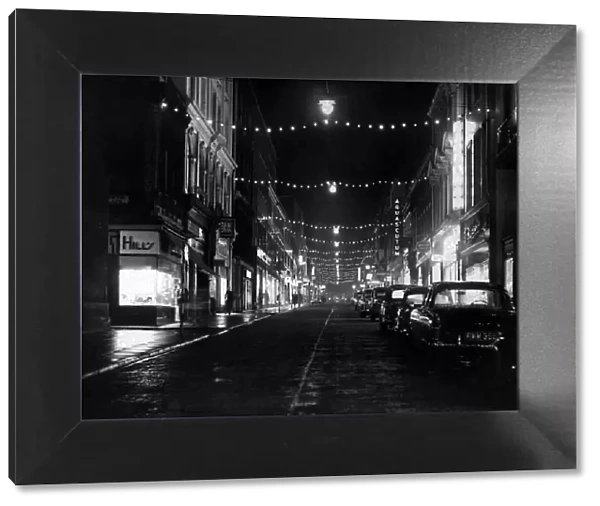Christmas Lights, Bold Street, Liverpool, Merseyside, 7th December 1959