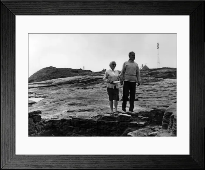 Framed Print : Hilbre Island custodian Charles Clifton and his wife Jean. Circa 1967 Framed Print : Hilbre Island custodian Charles Clifton and his wife Jean. Circa 1967