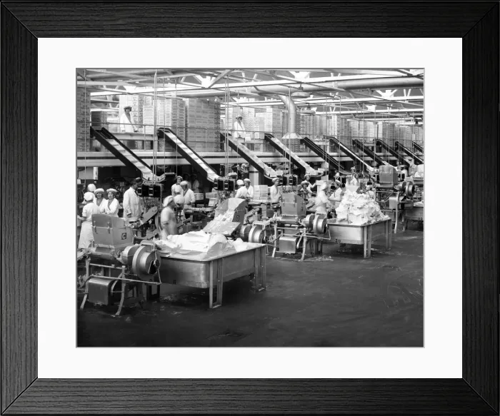 Framed Print : Levers margarine factory, a view of the vast packing section. 1st June 1932 Framed Print : Levers margarine factory, a view of the vast packing section. 1st June 1932