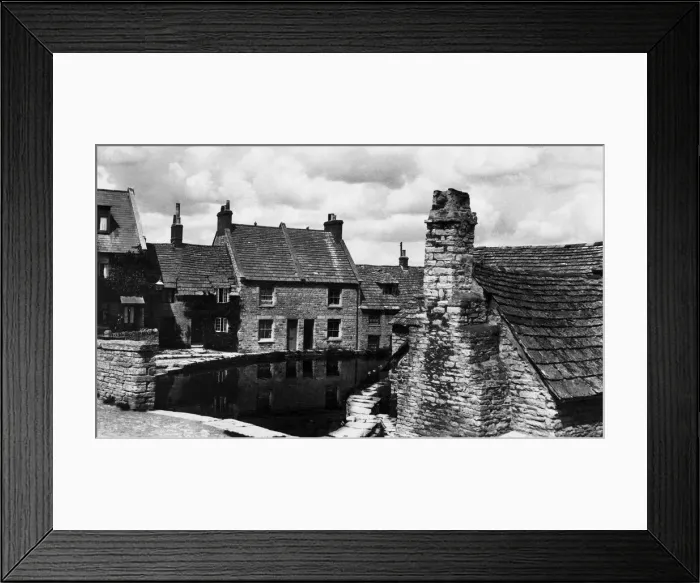 Framed Print : The Old Mill Pond Swanage, Dorset. Note the old chimney built on to the cottage in