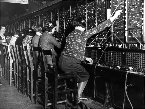 The switchboard at the Newcastle Telephone Exchange. 24th Januaray 1931