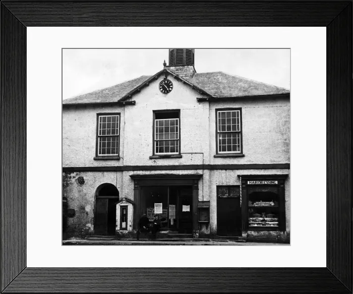 Framed Print : The Old Market Hall at Fishguard in respect of which plans have been approved in Framed Print : The Old Market Hall at Fishguard in respect of which plans have been approved in