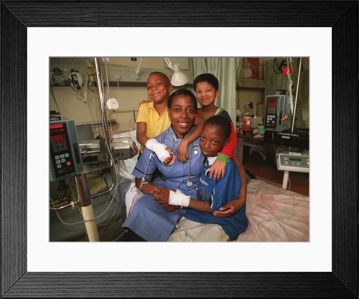 Framed Print : Mirror Pride of Britain Awards 1999 Sister Yvonne John with patients James Framed Print : Mirror Pride of Britain Awards 1999 Sister Yvonne John with patients James