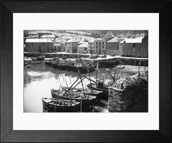 Framed Print : Fishing boats in the inner harbour, Mevagissey July 1939 Framed Print : Fishing boats in the inner harbour, Mevagissey July 1939