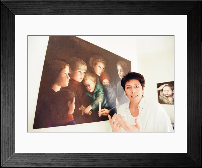 Framed Print : Sally Becker, British Aid Worker and Heroine, pictured at home in Hove, Sussex Framed Print : Sally Becker, British Aid Worker and Heroine, pictured at home in Hove, Sussex