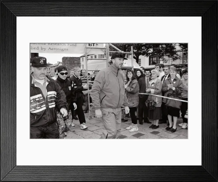 Framed Print : Ian Botham in Caernarfon July 1995 on his walk from Lands end to John O Groats
