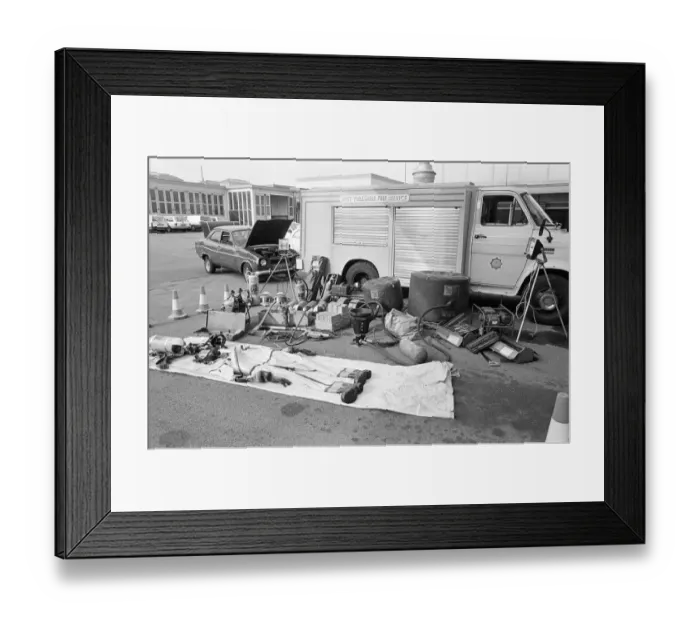 Framed Print : Fireman Patrick Mullan (left) and Fireman George Lockwood handing out fire safety Framed Print : Fireman Patrick Mullan (left) and Fireman George Lockwood handing out fire safety