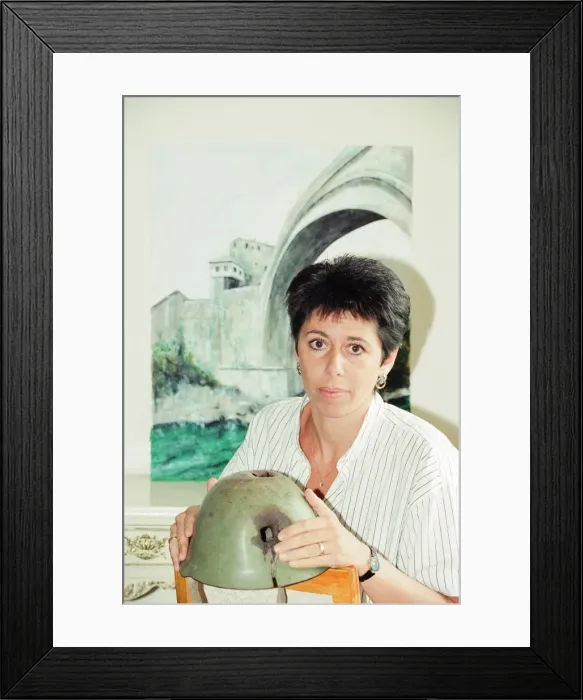 Framed Print : Sally Becker, British Aid Worker and Heroine, pictured at home in Hove, Sussex Framed Print : Sally Becker, British Aid Worker and Heroine, pictured at home in Hove, Sussex
