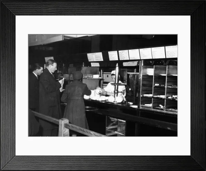 Framed Print : Help Yourself Counter at Lyons Restaurant, Chancery Lane, London, 5th April 1956