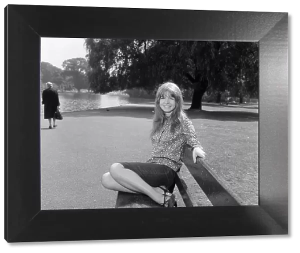 Jane Asher, girlfriend The Beatle Paul McCartney. Picture taken in the park