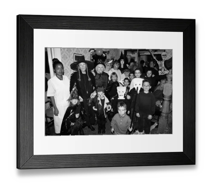 Framed Print : Children and adults dressed up for a Halloween party, Westcote Road, Reading Framed Print : Children and adults dressed up for a Halloween party, Westcote Road, Reading