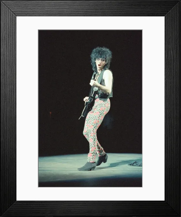 Framed Print : A member of Duran Duran in concert. Pictures circa 14th March 1989