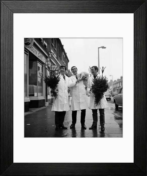 Framed Print : West Ham winger Peter Brabrook who has a butchers shop in East London was assisted Framed Print : West Ham winger Peter Brabrook who has a butchers shop in East London was assisted