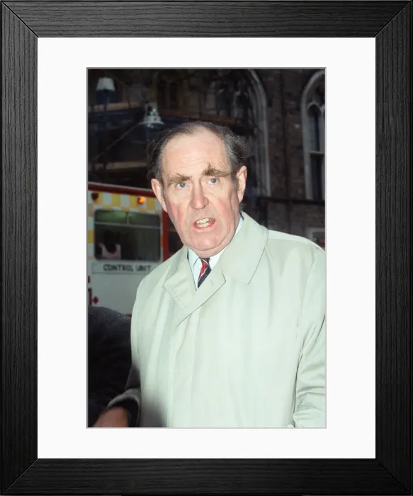 Framed Print : Peter Brooke at Windsor Castle, the day after the fire in the Brunswick Tower Framed Print : Peter Brooke at Windsor Castle, the day after the fire in the Brunswick Tower