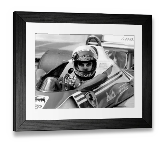 Framed Print : Niki Lauda in his Ferrari November 1977 Framed Print : Niki Lauda in his Ferrari November 1977