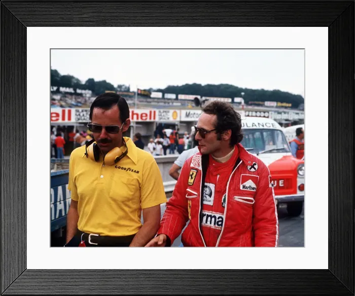 Framed Print : British Grand Prix 1976 Brands Hatch July 1976 Niki Lauda for Ferrari number 1 car
