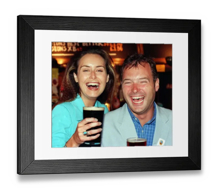 Framed Print : MODEL EILEEN CATTERSON AND TV PRESENTER JOHN LESLIE HAVING SOME FUN AT THE LAUNCH OF Framed Print : MODEL EILEEN CATTERSON AND TV PRESENTER JOHN LESLIE HAVING SOME FUN AT THE LAUNCH OF