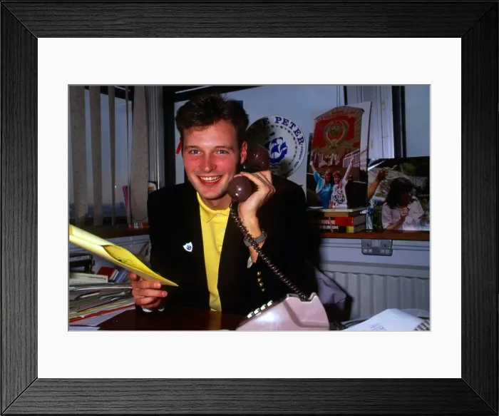 Framed Print : John Leslie Scottish television presenter April 1989 Framed Print : John Leslie Scottish television presenter April 1989