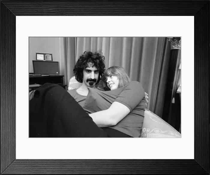 Framed Print : Frank Zappa. American musician. Pictured here with his wife Gail, in London Framed Print : Frank Zappa. American musician. Pictured here with his wife Gail, in London