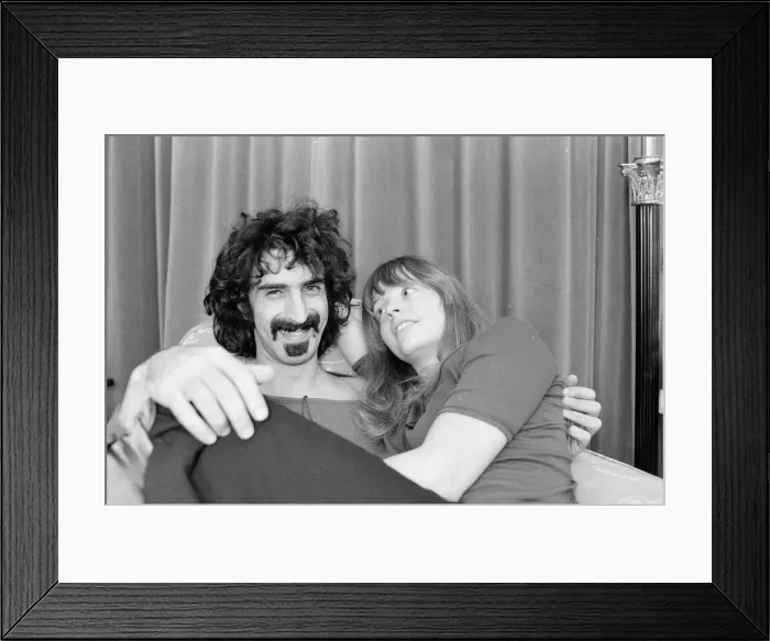 Framed Print : Frank Zappa. American musician. Pictured here with his wife Gail, in London