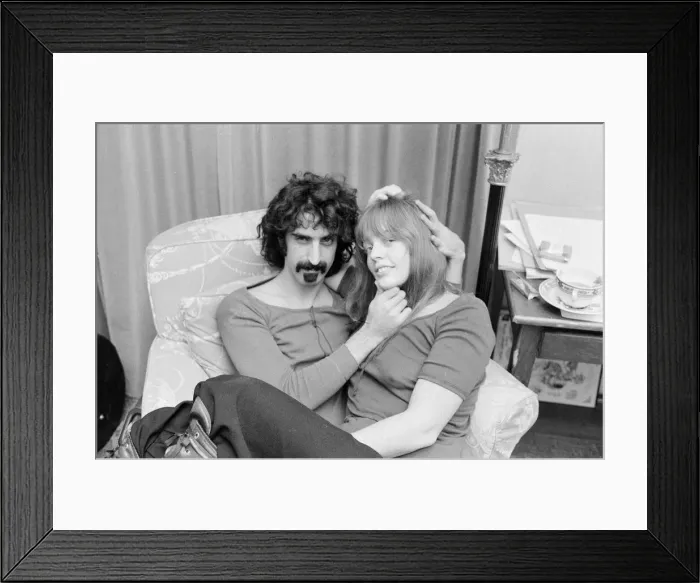 Framed Print : Frank Zappa. American musician. Pictured here with his wife Gail, in London Framed Print : Frank Zappa. American musician. Pictured here with his wife Gail, in London