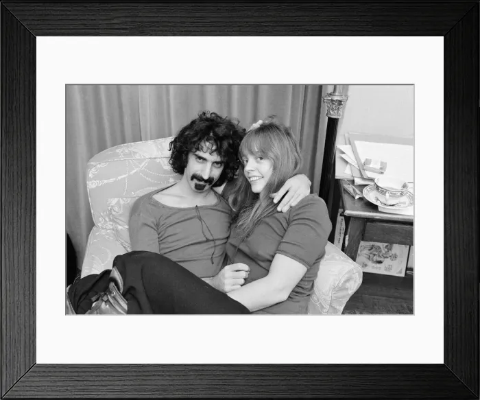 Framed Print : Frank Zappa. American musician. Pictured here with his wife Gail, in London Framed Print : Frank Zappa. American musician. Pictured here with his wife Gail, in London