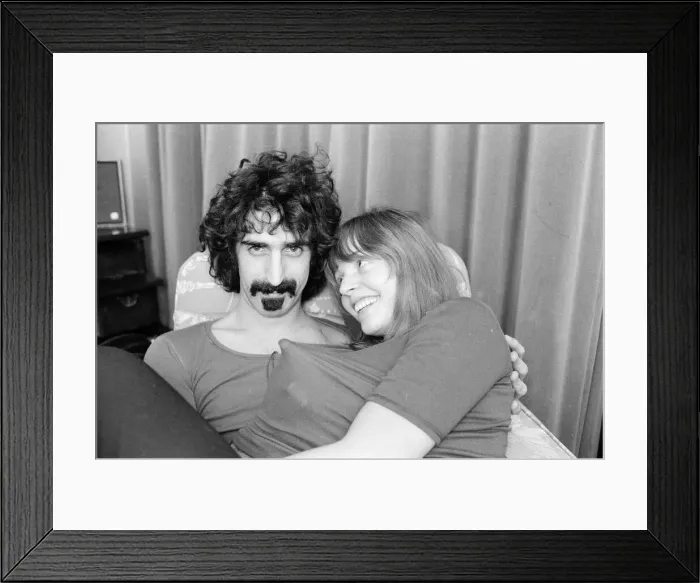 Framed Print : Frank Zappa. American musician. Pictured here with his wife Gail, in London Framed Print : Frank Zappa. American musician. Pictured here with his wife Gail, in London