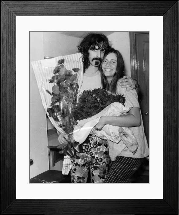 Framed Print : Frank Zappa. American musician. Pictured in London with the singer of his group Framed Print : Frank Zappa. American musician. Pictured in London with the singer of his group