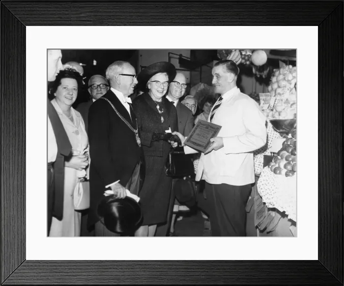 Framed Print : St Johns Old Market, Liverpool, 13th September 1963. The Lady Mayoress of Liverpool Framed Print : St Johns Old Market, Liverpool, 13th September 1963. The Lady Mayoress of Liverpool