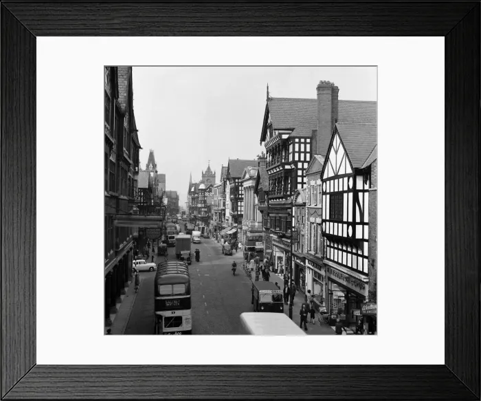 Framed Print : Eastgate Street, Chester, Cheshire. 21st April 1961 Framed Print : Eastgate Street, Chester, Cheshire. 21st April 1961