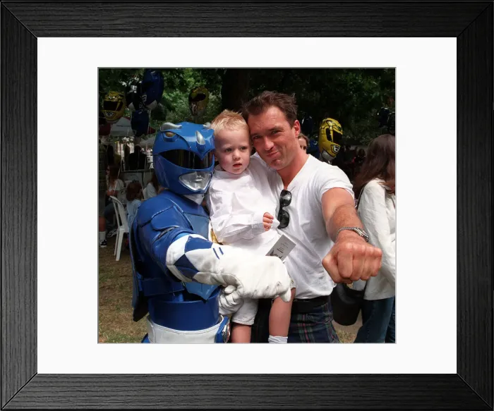 Framed Print : Martin Kemp of Spandau Ballet fame with his two year old son Roman pictured with a Power