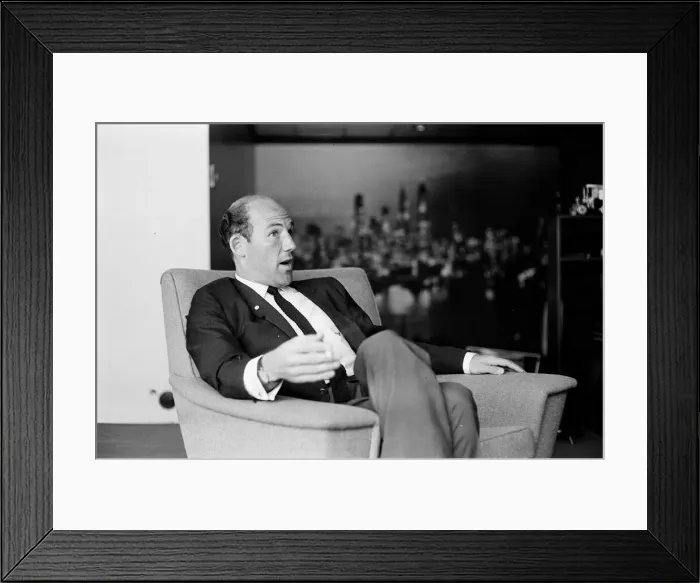 Framed Print : Stirling Moss Pictured during his 1964 interview with The Mirror