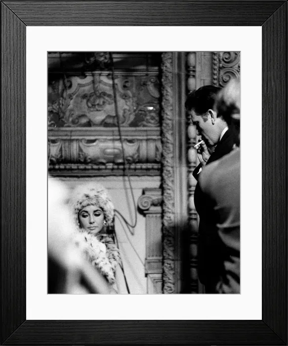 Framed Print : Elizabeth Taylor and Richard Burton on the television set where Richard is filming a