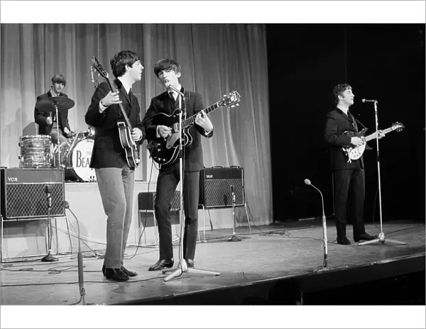 The Beatles rehearse at The Prince of Wales Theatre in London for The Royal Variety