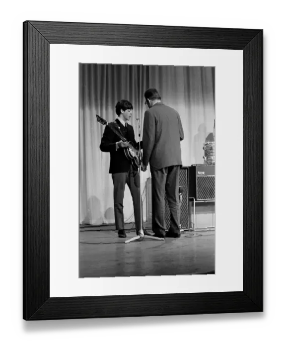 Framed Print : Picture shows Paul McCartney. The Beatles rehearse at The Prince of Wales Theatre Framed Print : Picture shows Paul McCartney. The Beatles rehearse at The Prince of Wales Theatre