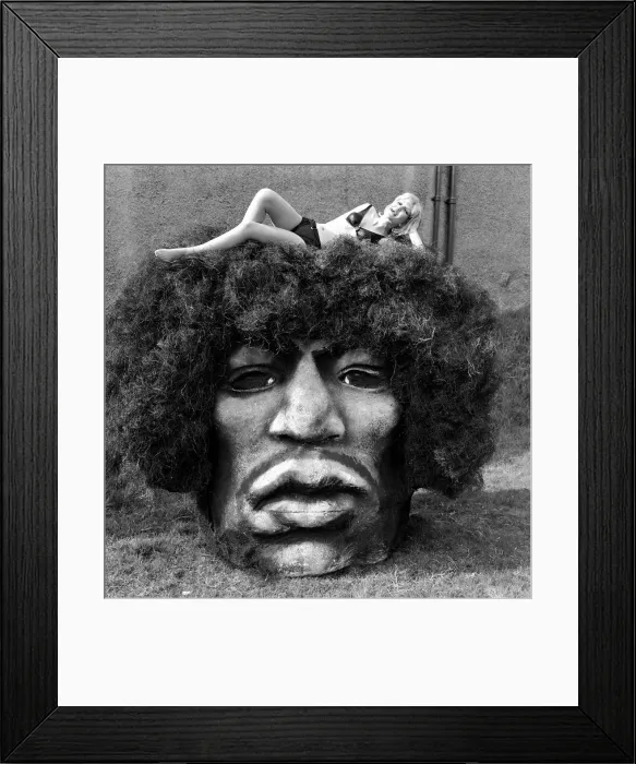 Framed Print : Jimi Hendrix model head. Picture shows Caroline Brown opening a new Jonathan King Framed Print : Jimi Hendrix model head. Picture shows Caroline Brown opening a new Jonathan King