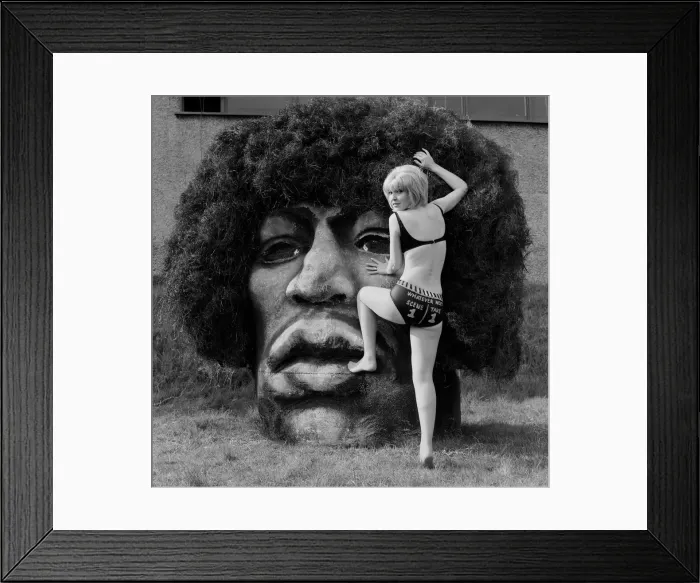 Framed Print : Jimi Hendrix model head. Picture shows Caroline Brown opening a new Jonathan King Framed Print : Jimi Hendrix model head. Picture shows Caroline Brown opening a new Jonathan King